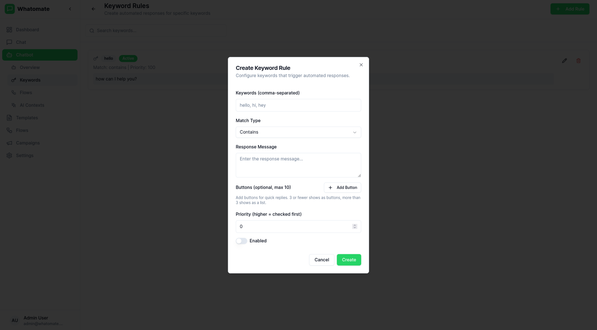 Keyword Rule Editor